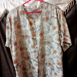 Flower Print Top With Buttons