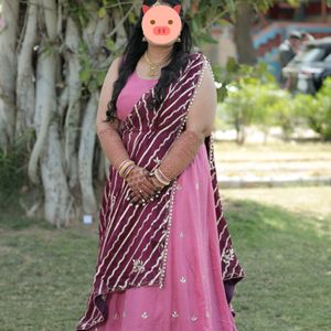 Pink And Wine Lehengha Choli