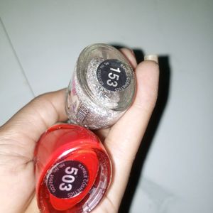 Red And Glitter Candy Nail Polish