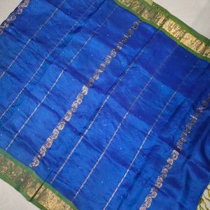 Blue Pure Kanchi Pattu Saree 💙💚