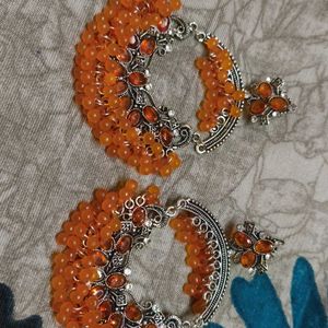 Orange Shiny Jhumkas