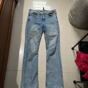 h&m blue y2k flared jeans