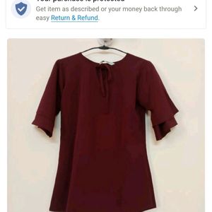 Maroon Double Flare Sleeves Top Nd Night Dress