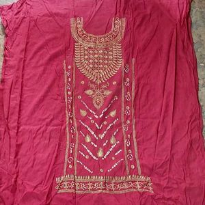 Cotton Embroidery Bandhani Dress Material