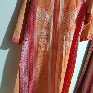 Orange And White Kurti