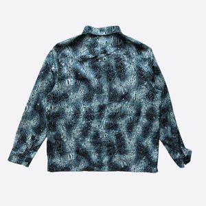 DiorStussy Blue Wavy Print Button Up Shirt