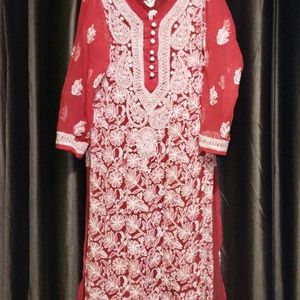 Red Without Inner Chicken Kurti