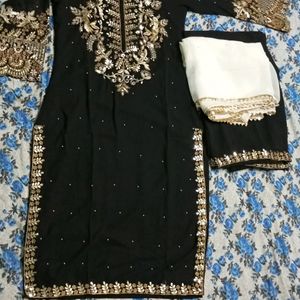 New/Unused Black Embroidered Sharara Set