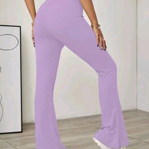 Women Polyester Blend Solid Trousers