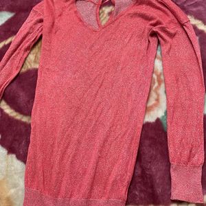 Pink Glitter Full Sleeve Top