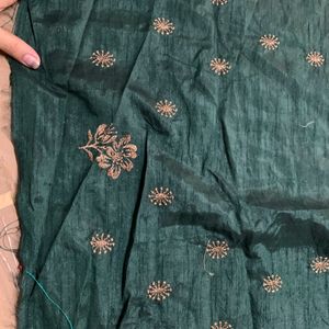 Dark Green Sare Length-38 And Meter -5 With Blouse