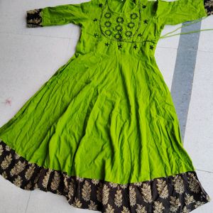 Beautiful Embroidery Kurta Gown With Pure Cotton