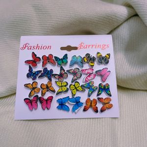 12 Pairs Butterfly Studs