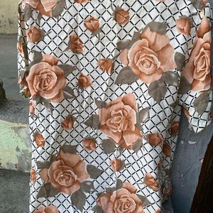 Floral Printed  Branded Cord Top