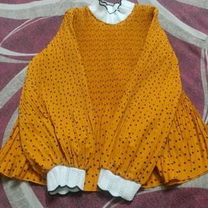 Black Dotted Mustard Colored Top