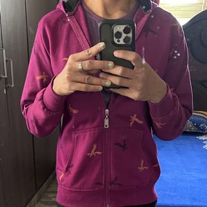 Purple Black Hooded Pretty Sweatshirt