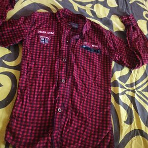 Boys Red Colour Checks Shirt