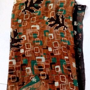 Printed Shaded Saree in Shades Of Brown