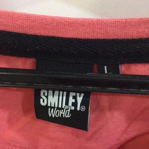 SmileyWorld Abstract T-shirt In Coral Pink Colour