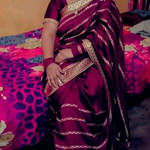 Heavy Wine🍷color Saree & Blouse For Wedding