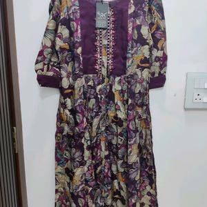 Rich Purple Floral Printed Sharara Suit