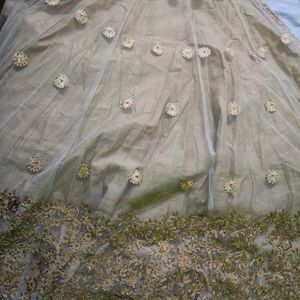 Fully Embroidered Golden Gown With Heavy Can Can