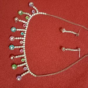 Multicolour Necklace With Earrings