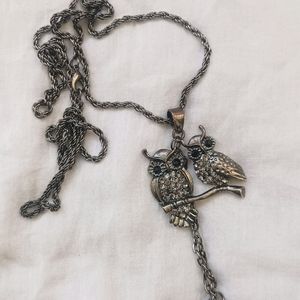 Oxidized Owl Necklace