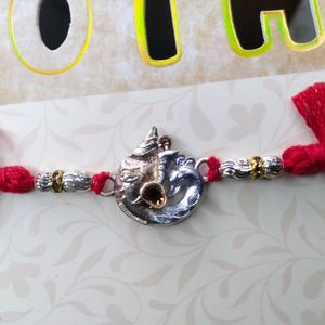 Ganesha Design Raw Silver Plated Rakhi For Brother