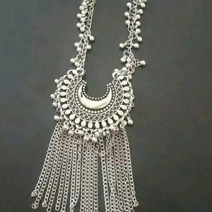 Silver Oxidized Alloy Jewellery Set