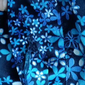 Women Blue Floral Printed Lace Shirt