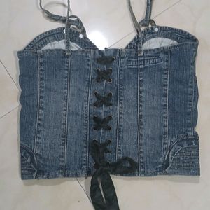 Trendy Denim Crop Top