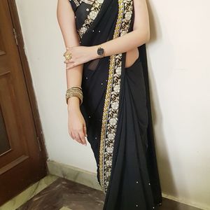 Black Embroidered Saree