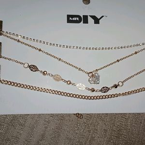 4 Set Of Necklace Rose Gold Plated