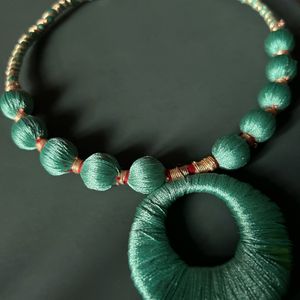 Necklace Handmade Silk Thread With Round Beads
