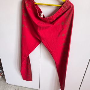 Red Foil Print Leggings