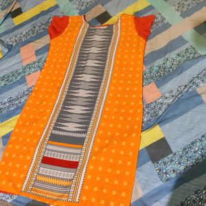 Orange Crepe Kurti On Sale