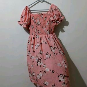 Tokyo Talkies Coral pink & White Floral Dress