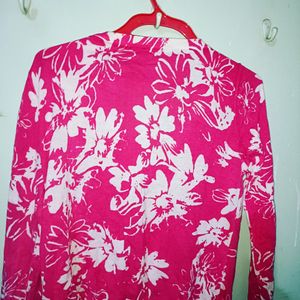 Pink Floral Sweater With Buttons