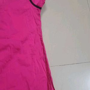 Pink Cotton Printed Kurti