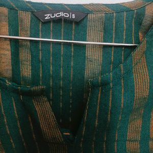 Green Kurta With Golden Strips