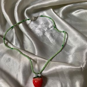 Strawberry  And Butterfly  Necklace