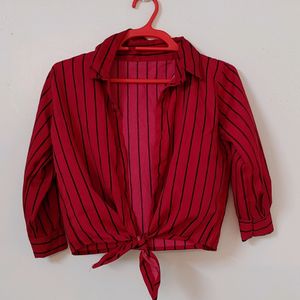 Korean Style Shirt With Front Knot