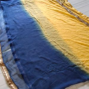 Yellow & Blue Long Dupatta For Women