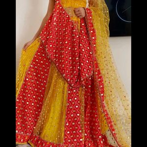 Red & Yellow Combination Lehenga