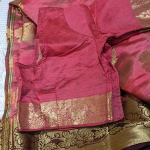 Beautiful Silk Saree New With Matching Stitched B