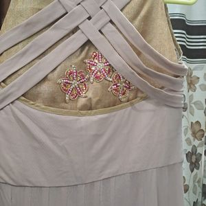 Lycra Gown With Pant And Dupatta- Mauve Color