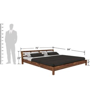 Sheesham Solid Wood King Size Bed Walnut Color DIY