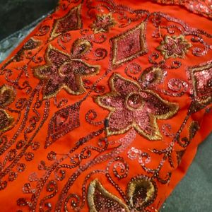 Orange Sequence Saree