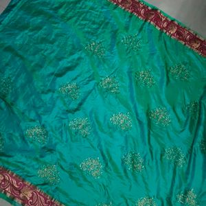 Beautiful Multi Shaded Satin Soft Saree